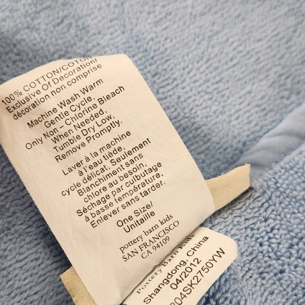Pottery Barn Kids Baby Hooded Shark Wrap Bath Towel 100% Cotton Soft Terry Blue